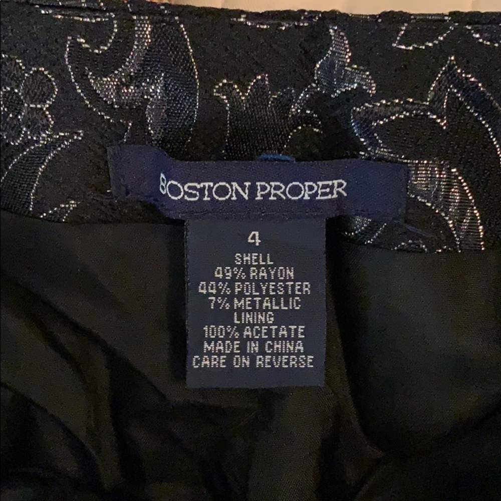 Boston Proper Black/Silver Jacquard Pants - Picture 2 of 6